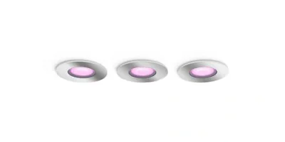 3 Spoturi LED RGB incastrate Philips Hue Xamento, Bluetooth, GU10 ,3x5.7W, 1050 lm, lumina alba si color (2000-6500K), IP44, Crom