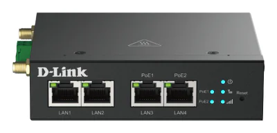 MODEM D-LINK M2M 4G, 2 x 10/100 RJ45, 2 x 10/100 RJ45 PoE, 1 x SIM, carcasa zinc rezistenta la coroziune "DWM-314-TP"