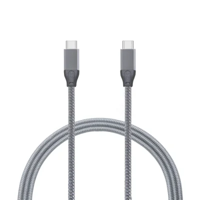 5M USB-C GEN2X2 M/M 20GB 100W/20V/5A GREY BRAIDED OD 5.5MM