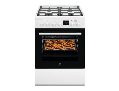 60x60 cm; Mixt; 4 arzatoare gaz; Gratare fonta; Cuptor electric multifunctional (11 functii); Plus Steam -gatire cu abur; AirFry; Siguranta plita;  Timer cu display electronic; Aprindere integrata; Iluminare cuptor; Grill electric; Usa cu 2 straturi 
