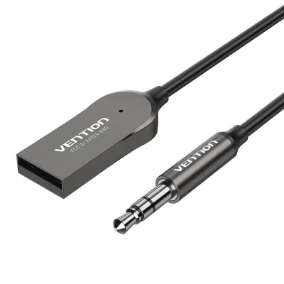 ACCESORII AUTO Vention USB Car Bluetooth5.0 Audio Receiver With Coiled Cable 1.5M Gray Zinc Alloy Type, "NAGHG"
