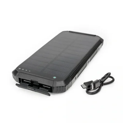 Acumulator extern 10000mAh Platinet cu incarcare solara, wireless 15W, 2X USB-A +USB-C, negru