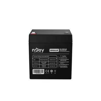 Acumulator nJoy GP05122F  12V 23.51W/cell  Battery Model GP07122F Voltage 12V Power (1,65V/cell@15 min) 23.51W/cell Type VRLA - maintanance free Designed Floating Life 3~5 years Nominal Operating Temp. Range 25o C ± 3o C Terminal F2 terminal -Faston 