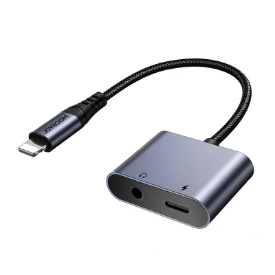 Adaptor audio 2 în 1 Joyroom SY-L01 Lightning la 3,5 mm + Lightning (negru)