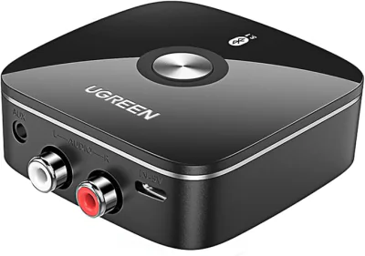 ADAPTOR Bluetooth audio Ugreen, "CM106" acumulator inclus, 1 x jack 3.5mm, 2xRCA output,convertor audio wireless,versiune bluetooth 5.1 si EDR,negru "40759P"