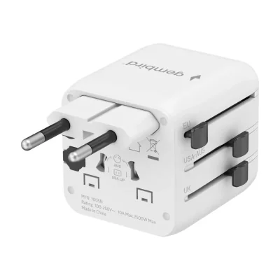 ADAPTOR GEMBIRD, universal, conectori: US/UK/EU/AU, siguranta 10A, max. 2500W, alb, "TPA-INT-01-W"