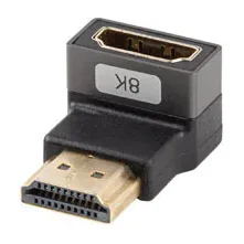 Adaptor HDMI Lanberg HDMI(M)->HDMI(F), 8K, unghi în jos, aluminiu, argintiu, HDMI 2.1