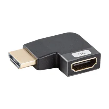 Adaptor HDMI Lanberg HDMI(M)->HDMI(F), 8K, unghi stânga, aluminiu, argintiu