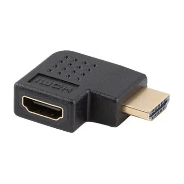 Adaptor HDMI Lanberg HDMI(M)->HDMI(F), cotit spre dreapta, 4K, HDMI 2.0, ARC, conectori auriți, negru