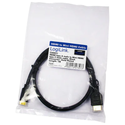 Adaptor HDMI LOGILINK CH0021, 1 metru, HDMI Tip A (Standard) tată - HDMI Type C (Mini) tată