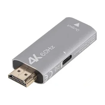 Adaptor Lanberg HDMI(M) -> DisplayPort(F), 4K (3840x2160), conectori auriți, argintiu