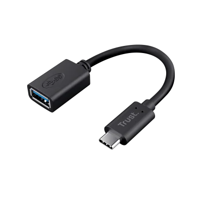 Adaptor Trust Calyx USB-C-USB-A, lungime cablu 9 cm, negru