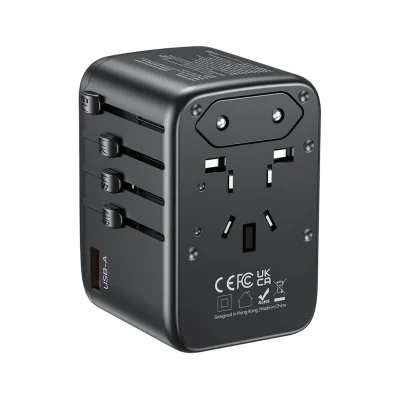 Adaptor universal de priză cu încărcător USB UNITEK P1122ABK01, GaN