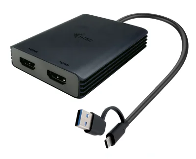 i-tec USB-A/USB-C Dual 4K/60 Hz HDMI Video Adapter, 0.27 m, USB Type-A/USB Type-C, 2 x HDMI, Male, Female, 3840 x 2160 pixels