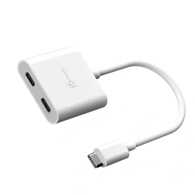 Adaptor USB-C J5CREATE JCA164-N, 0,1 m, USB Type-C male - USB Type-C female, White