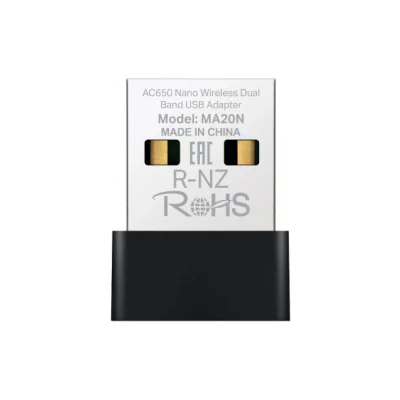 Adaptor USB Wireless MERCUSYS MA20N, Dual Band 200 + 433 Mbps, standarde wi fi IEEE 802.11 a, IEEE 802.11 ac, IEEE 802.11 b, IEEE 802.11 g, IEEE 802.11 n, securitate WPA/PSK, WPA2-PSK, WPA3-SAE, negru