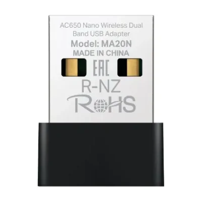 Adaptor USB Wireless MERCUSYS MA20N, Dual Band 200 + 433 Mbps, standarde wi fi IEEE 802.11 a, IEEE 802.11 ac, IEEE 802.11 b, IEEE 802.11 g, IEEE 802.11 n, securitate WPA/PSK, WPA2-PSK, WPA3-SAE, negru