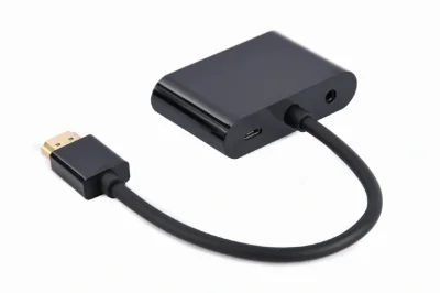 GEMBIRD HDMI male to HDMI female + VGA female + audio adapter cable black