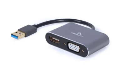 GEMBIRD A-USB3-HDMIVGA-01 USB to HDMI + VGA display adapter space grey