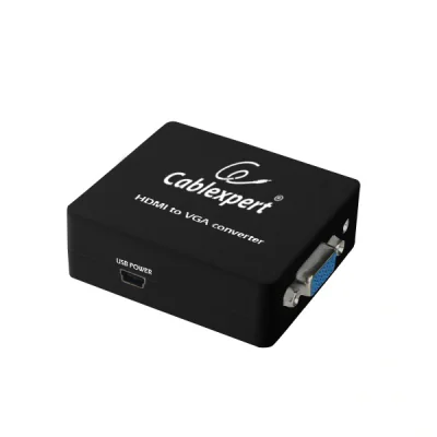 ADAPTOR video GEMBIRD, splitter HDMI (M) la VGA (M) + Jack 3.5mm (M), rezolutie maxima Full HD (1920 x 1080) la 60Hz, USB power, black, "DSC-HDMI-VGA-001"