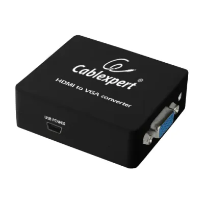 ADAPTOR video GEMBIRD, splitter HDMI (M) la VGA (M) + Jack 3.5mm (M), rezolutie maxima Full HD (1920 x 1080) la 60Hz, USB power, black, "DSC-HDMI-VGA-001"