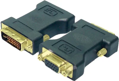 ADAPTOR video LOGILINK, DVI-I DL (T) la VGA (M), conectori auriti, negru, "AD0001"