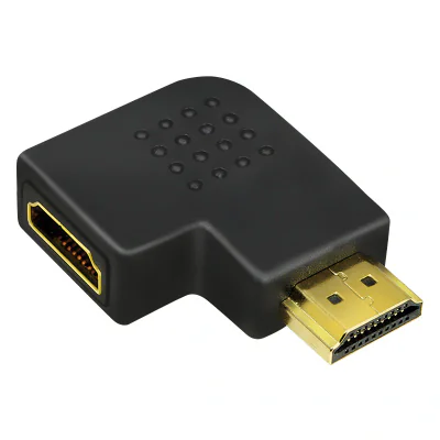 ADAPTOR video LOGILINK, HDMI (T) la HDMI (M), conectori auriti, in unghi de 90 grade, rezolutie maxima 4K UHD (3840 x 2160) la 30 Hz, negru, "AH0008"