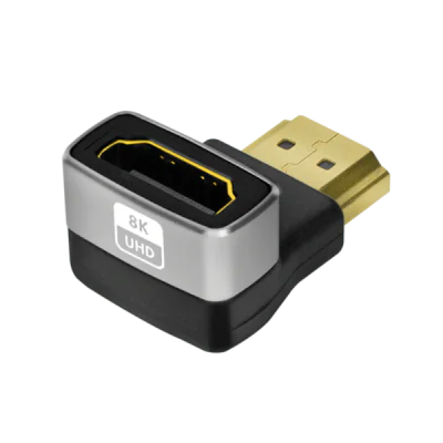 ADAPTOR video LOGILINK, HDMI (T) la HDMI (M), conectori auriti, rezolutie maxima 8K (7680 x 4320) la 60 Hz, 270 grade, negru-gri, "AH0007A"
