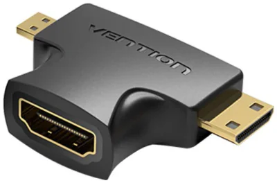 Adaptor video Vention, HDMI(M) la miniHDMI (T) si microHDMI (T) - bidirectional, rezolutie 1080p la 60Hz, PVC, negru, "AGFB0" - 6922794748064