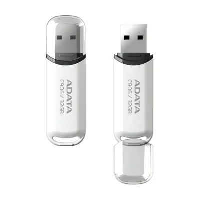 ADATA 32GB C906, 32 GB, USB Type-A, 2.0, Cap, 9 g, White