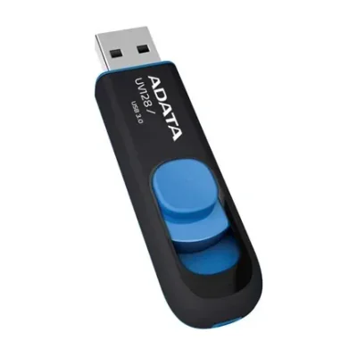 ADATA 64GB DashDrive UV128, 64 GB, USB Type-A, 3.2 Gen 1 (3.1 Gen 1), 90 MB/s, Slide, Black, Blue