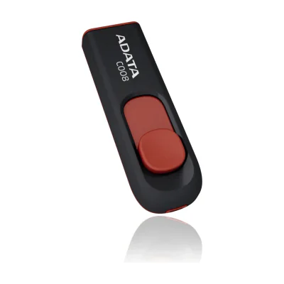 ADATA C008 64GB, 64 GB, USB Type-A, 2.0, Slide, 10 g, Black, Red