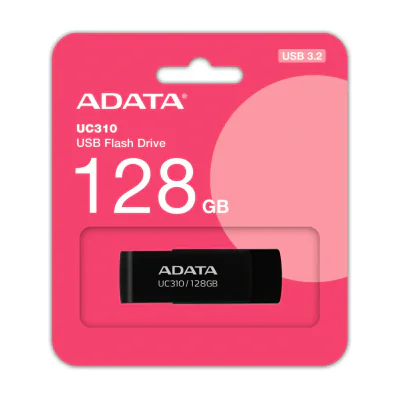 ADATA UC310, 128 GB, USB Type-A, 3.2 Gen 1 (3.1 Gen 1), 100 MB/s, Swivel, Black