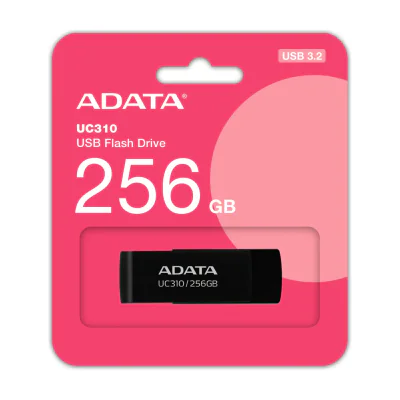 ADATA UC310, 256 GB, USB Type-A, 3.2 Gen 1 (3.1 Gen 1), 100 MB/s, Swivel, Black