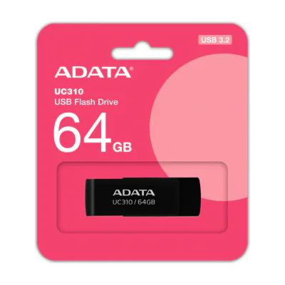 ADATA UC310, 64 GB, USB Type-A, 3.2 Gen 1 (3.1 Gen 1), 100 MB/s, Swivel, Black