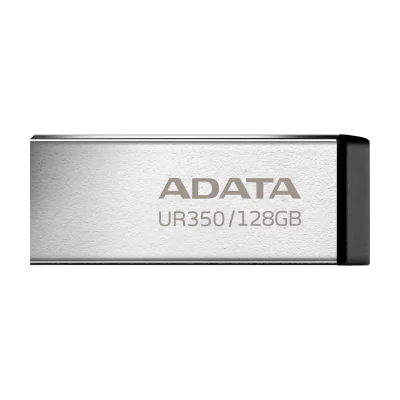 ADATA UR350, 128 GB, USB Type-A, 3.2 Gen 1 (3.1 Gen 1), 100 MB/s, Cap, Black, Silver