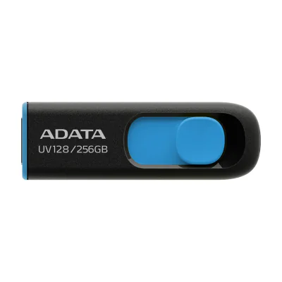 ADATA UV128, 256 GB, USB Type-A, 3.2 Gen 1 (3.1 Gen 1), 100 MB/s, Capless, Black, Blue