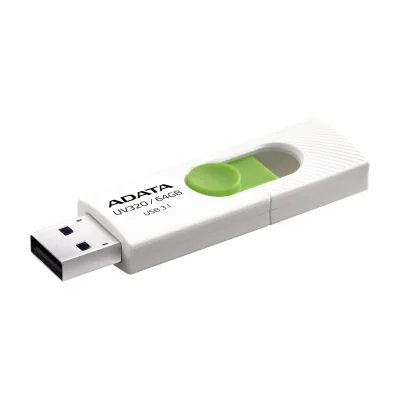 ADATA UV320, 64 GB, USB Type-A, 3.2 Gen 1 (3.1 Gen 1), Slide, 7.9 g, Green, White