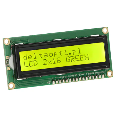 Afișaj LCD 2 x 16 caractere JUSTPI LCD-AC-1602E-YIY/G-E6, verde, HD44780, 5 V