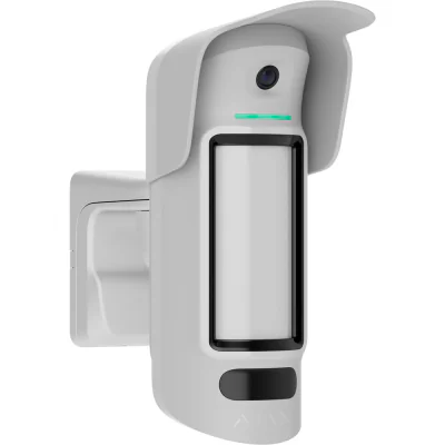 Ajax CurtainCam Outdoor HighMount (PhOD) WH - Detector de miscare wireless tip perdea pentru exterior cu cameră foto de verificare încorporată. 2x senzori PIR cu rază de actiune de 15m.