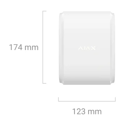 Ajax DualCurtain Outdoor WH - Detector tip cortina wireless de exterior, Raza de detectie reglabila pana la 2 x 15 m, inaltime de instalare 0,8 - 1,2 m, Functie antimasca