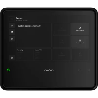 Ajax EN54 Fire Hub BL - Panou de control wireless pentru alarmă de incendiu cu ecran tactil de 10,1'', LAN, WiFi si 2 comunicatoare LTE cu o capacitate de până la 2