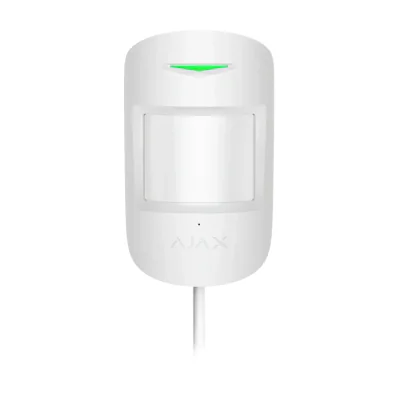 AJAX FIBRA CombiProtect WH SUPERIOR - Detector de miscare adresabil cu fir, cu o raza de 12 m, imunitate la animale si spargerea sticlei, cu o raza de 9 m. Alb