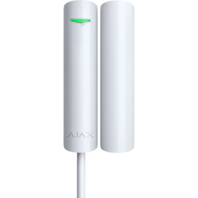 AJAX FIBRA GlassProtect WH SUPERIOR - Detector geam spart cu fir, adresabil, cu conector suplimentar de contact, raza de detectare 9m. Alb