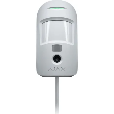 AJAX FIBRA MotionCamera (PhOD) WH SUPERIOR - Detector de miscare PIR adresabil cu fir, cu o raza de actiune de 12 m la 85°, cu camera încorporata pentru verificare video si optiune de f