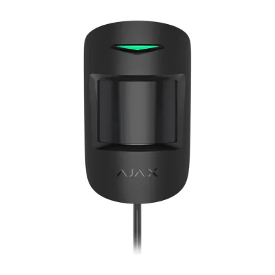 AJAX FIBRA MotionProtect BL SUPERIOR - Detector de miscare PIR adresabil cu fir, cu o raza de actiune de 12 m @ 85 °, imunitate animale pana la 20kg/50cm inaltime. Negru