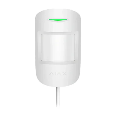 AJAX FIBRA MotionProtect Plus WH SUPERIOR - Detector de miscare combinat PIR + MW adresabil cu fir cu o raza de actiune de 12m @ 85°, imunitate animale pana la 20kg/50cm inaltime. alb