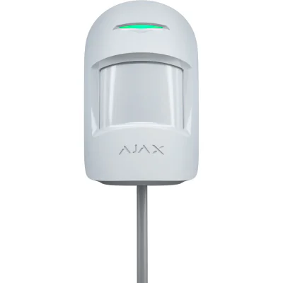 AJAX FIBRA MotionProtect WH SUPERIOR - Detector de miscare PIR adresabil cu fir, cu o rază de actiune de 12 m @ 85 °, imunitate animale pana la 20kg/50cm inaltime. alb