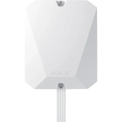AJAX FIBRA Multi Transmitter WH SUPERIOR - Modul adresabil cu fir pentru conectarea detectoarelor pe fire conventionale la hub-urile hibride Ajax Fibra. 18 intrări de alarmă (NO, NC,