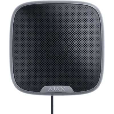 AJAX FIBRA StreetSiren BL SUPERIOR - Sirena exterioara cu fir, adresabila de la 85 la 113 dB la 1 m, cu notificare LED si protectie încorporata impotriva manipularii acceleromet